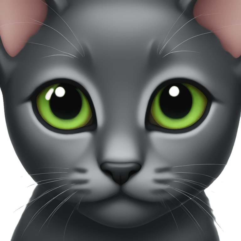 Black kitten with big green eyes emoji