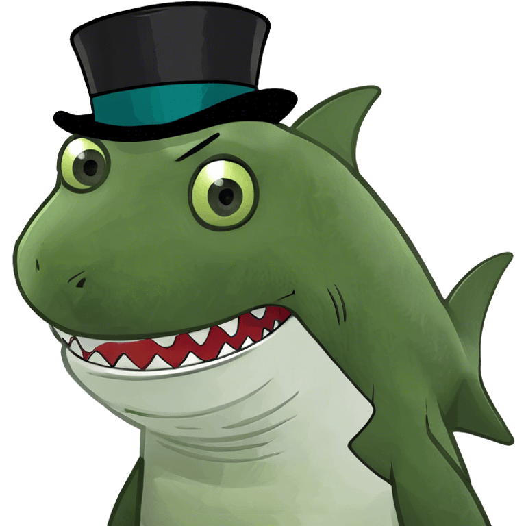 Shark with a top hat emoji