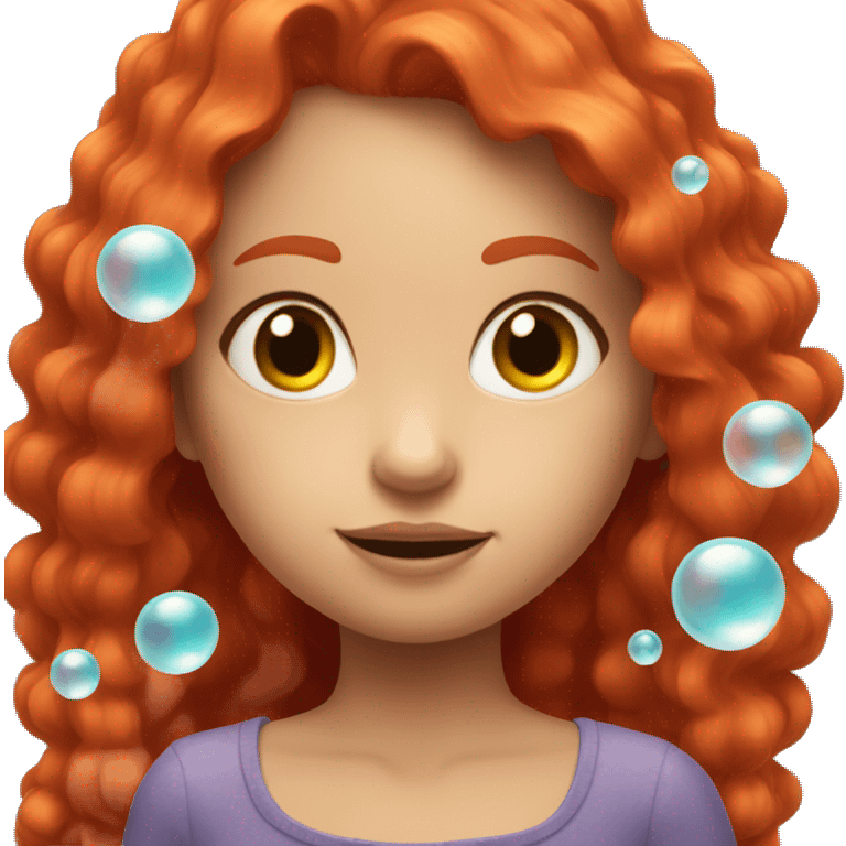 red hair girl with bubbles floating  emoji