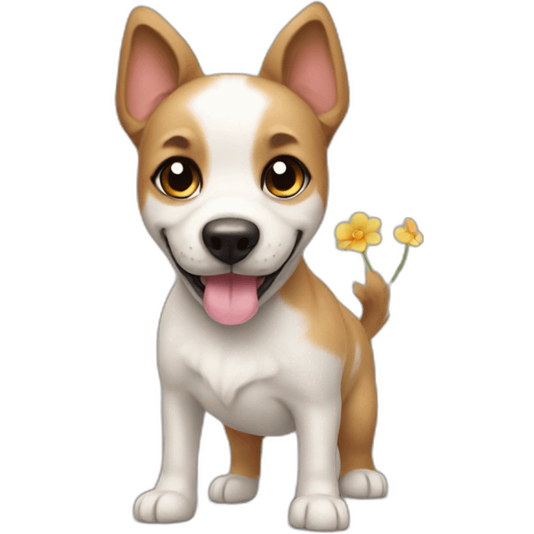 Dog with a flower tail emoji