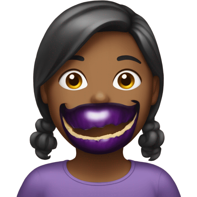 Girl eating eggplant emoji