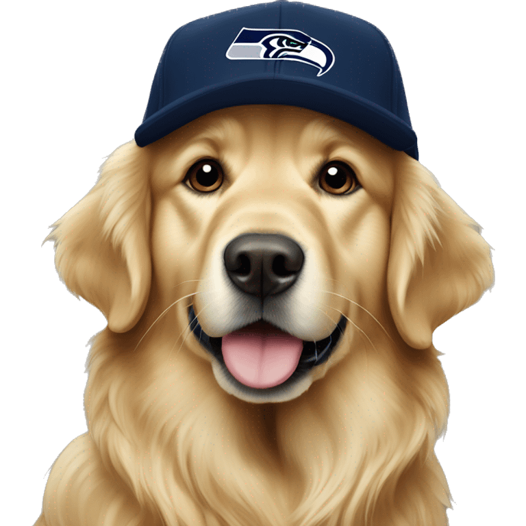 Golden Retriever with Seattle Seahawks Hat emoji