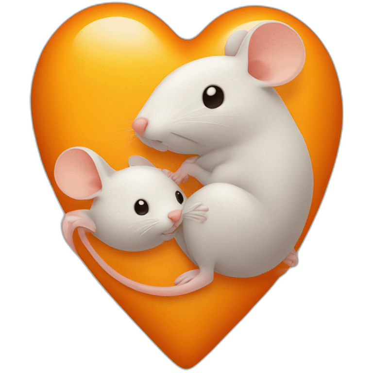 Baby head and mouse head inside orange heart emoji