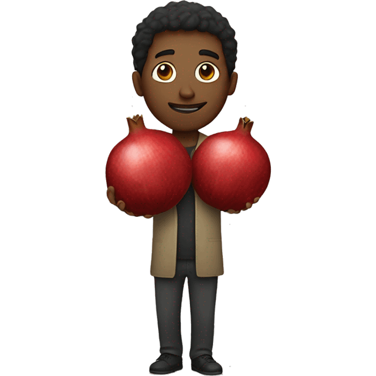 Man holding 2 pomegranates  emoji