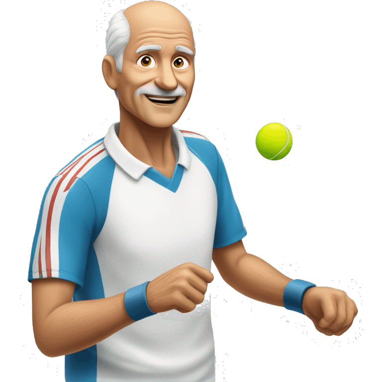 65 year old man playing tennis balding white emoji