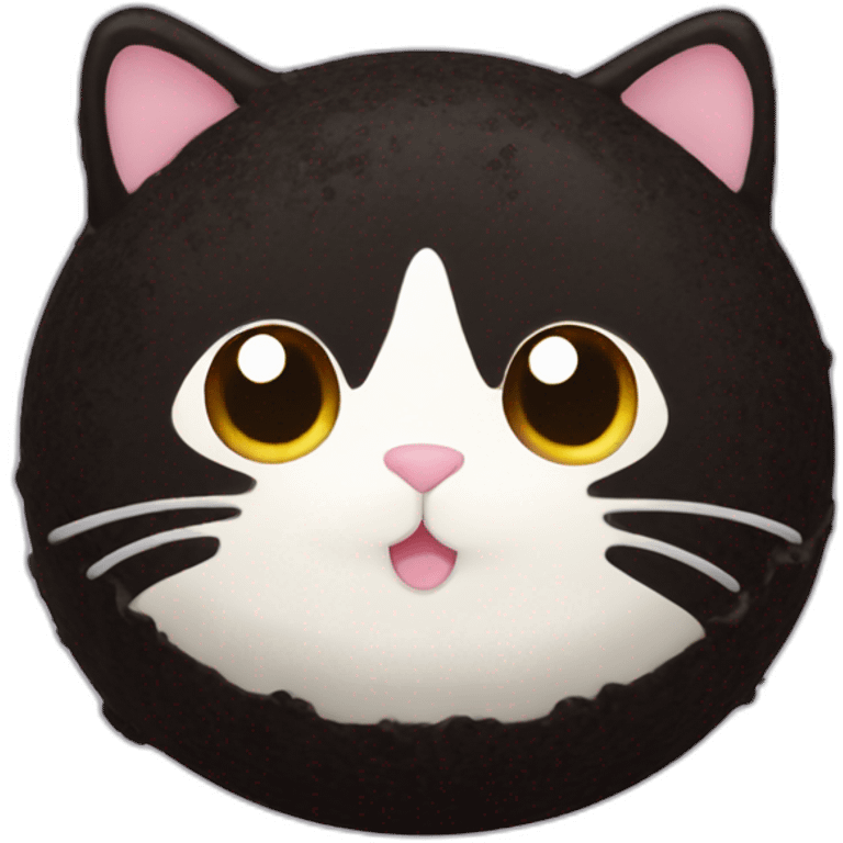 black rice cake mochi cat emoji