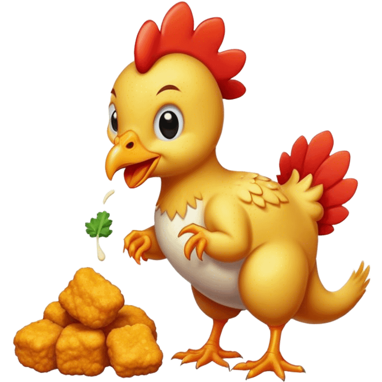 Chicken eating Dino nuggiea emoji