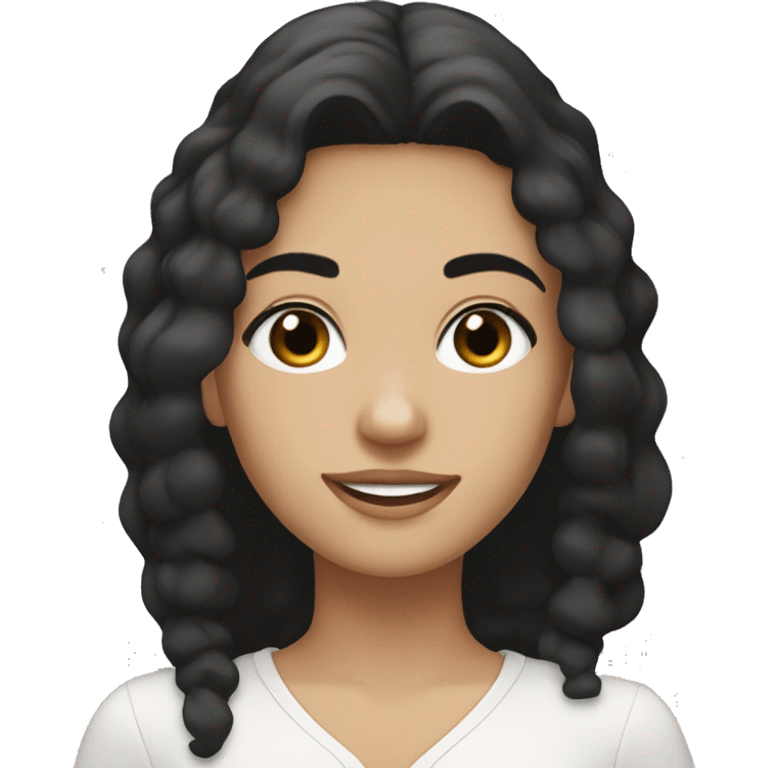 caucasian girl with black hair, brown eyes, black brows, white teeth. SandySoSweetie emoji