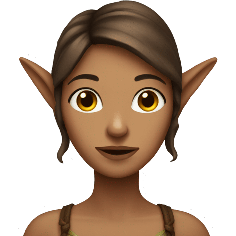 Fae woman with brown hair and pointy ears emoji