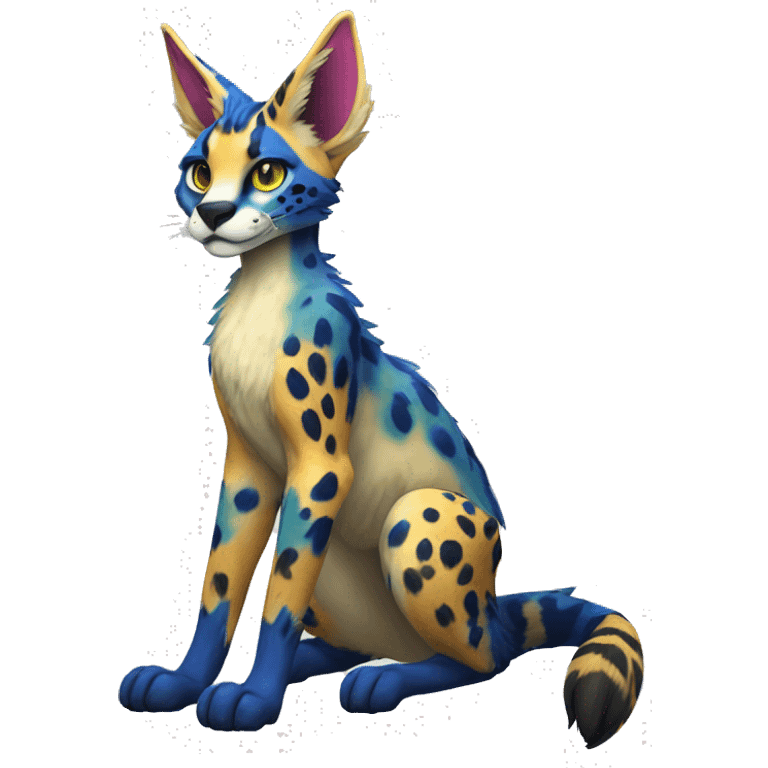 Epic Colorful Sergal-Serval-Vernid full body emoji