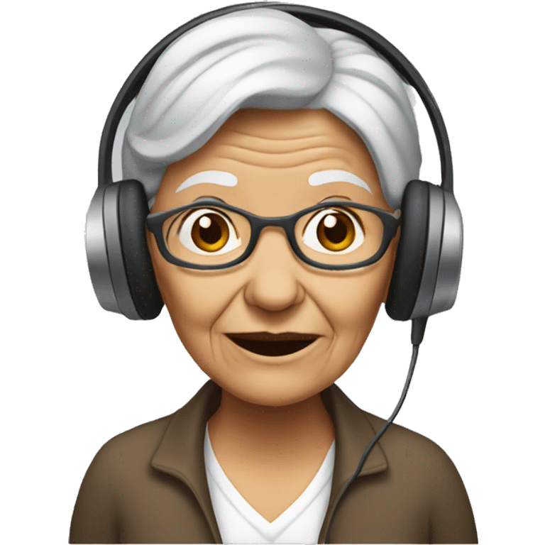 Old woman with a headphone emoji