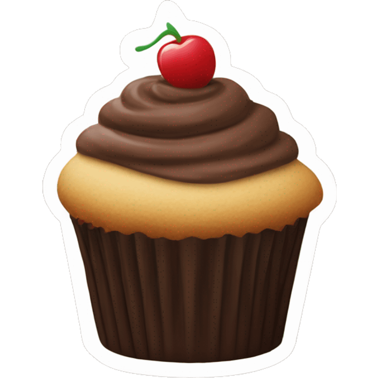 a cupcake with chocolate frosting emoji