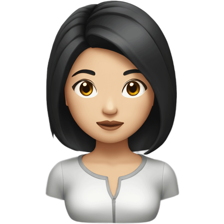 Asian girl with blowout and black hair emoji