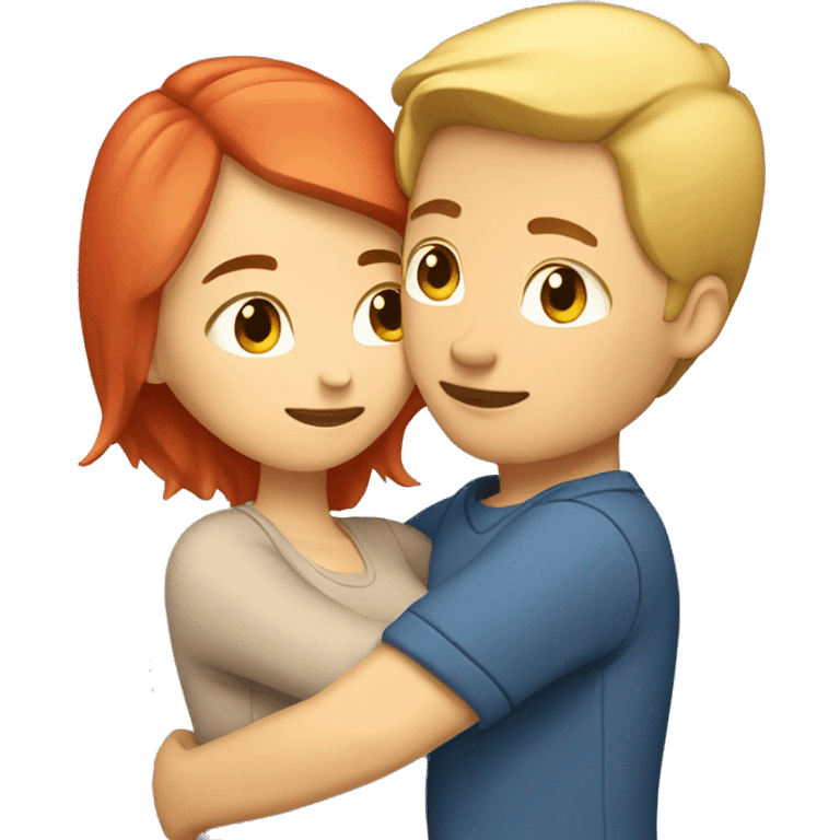 Boyfriend (Bold and Blonde) and Girlfriend (light Brown/ red Hair) hugging  emoji