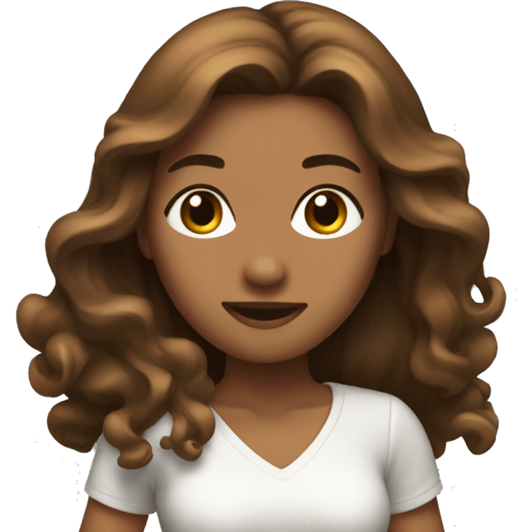 Woman long brown hair dancing  emoji