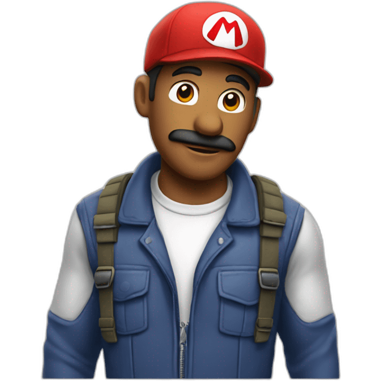 Homme habillé avec la casquette de  Mario emoji