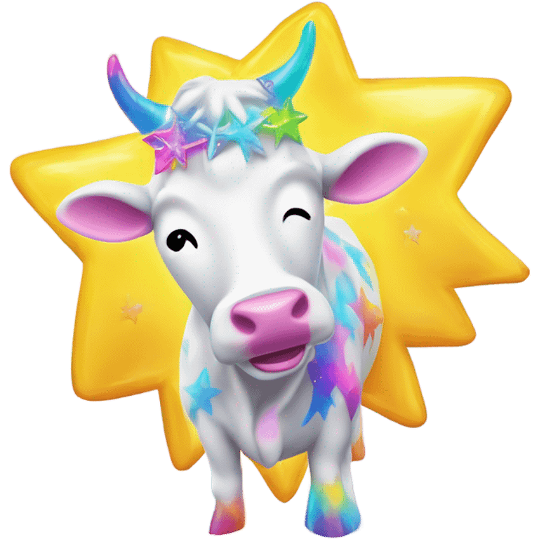 Lisa frank glitter sun star rainbow cow emoji