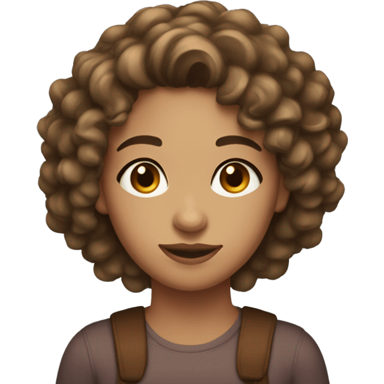 fair girl, brown eyes, curly hair with middle part  emoji