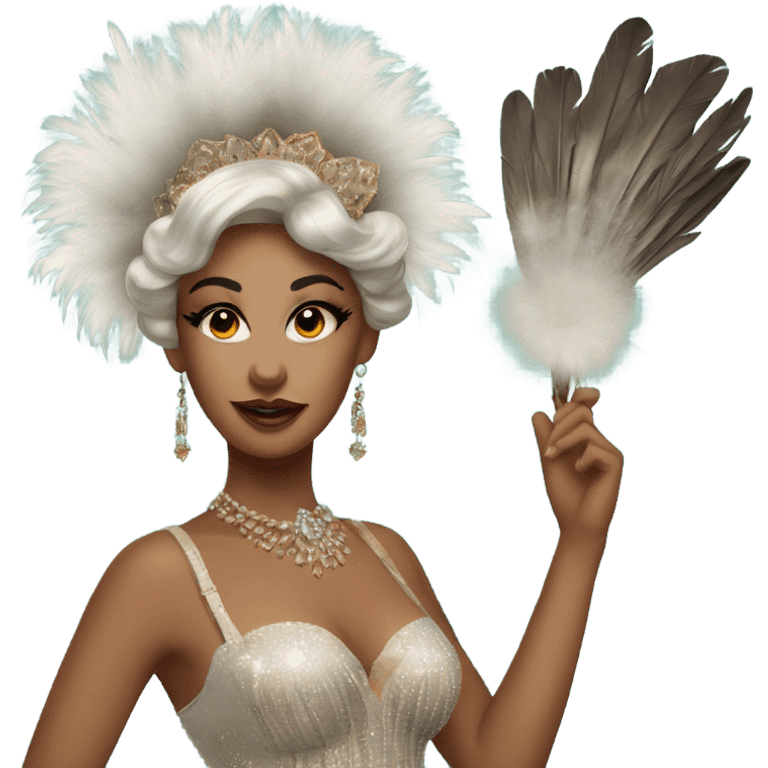 Burlesque dancer with feather fans emoji