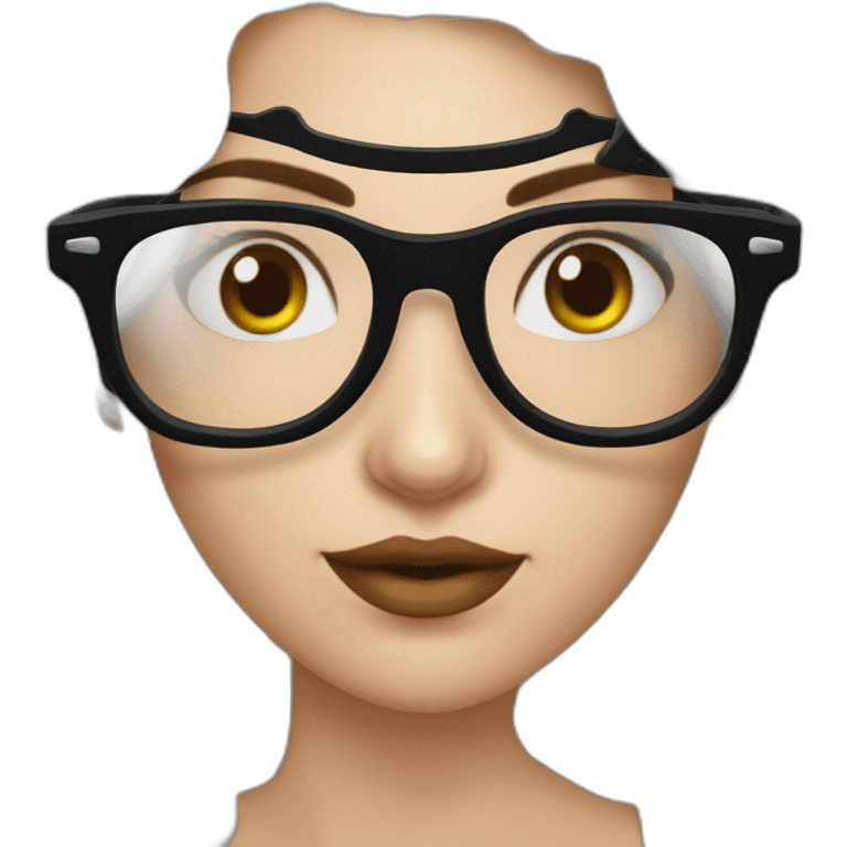 mujer gafas piel blanca pelo negro largo con camarones emoji