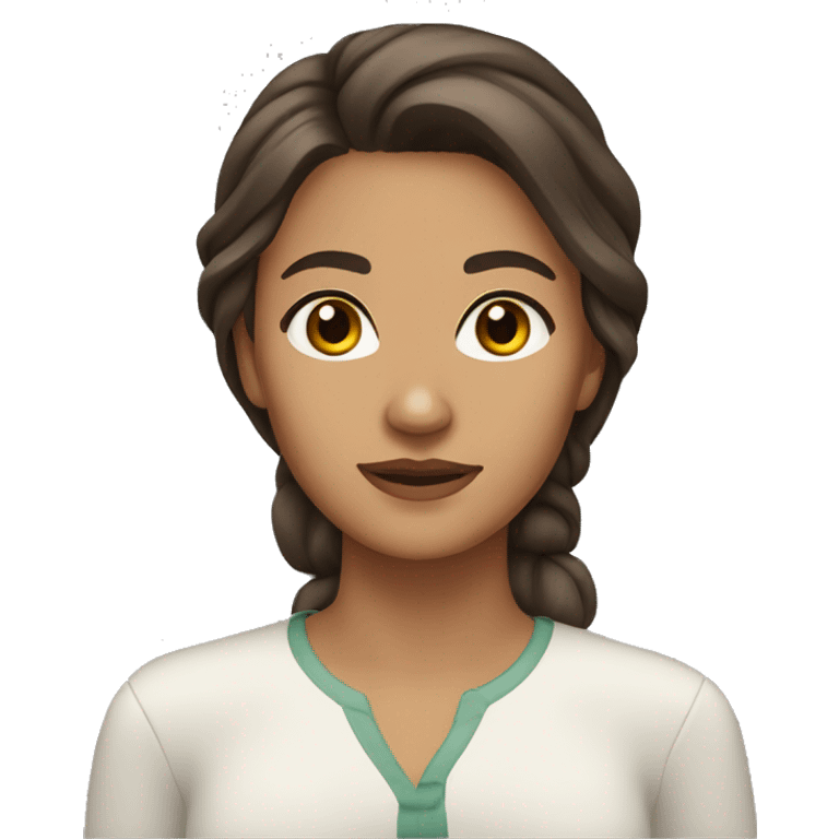 Brown hair, brown eyes, olive skin, woman emoji