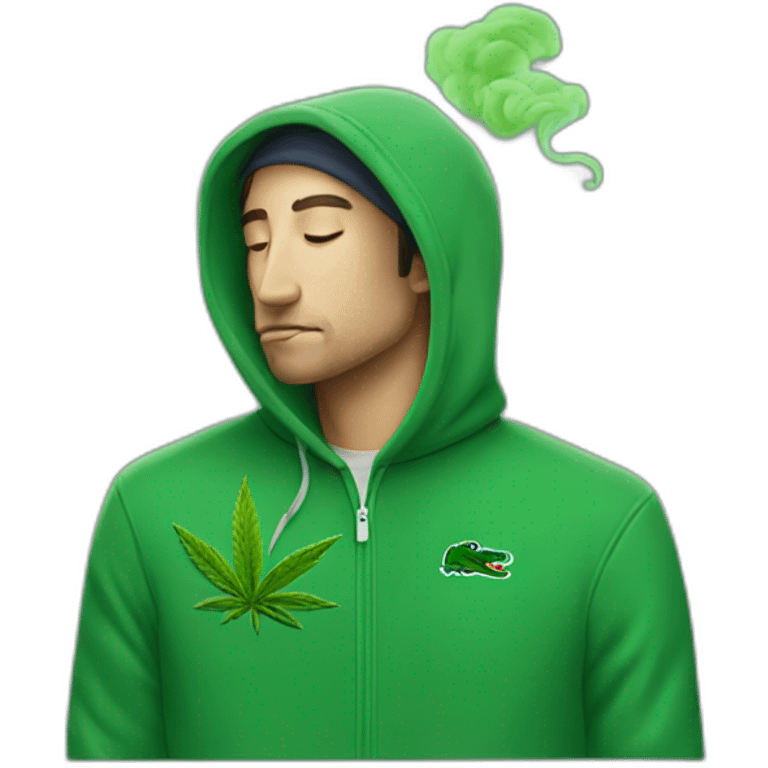 Guy smoking weed using lacoste hoodie emoji