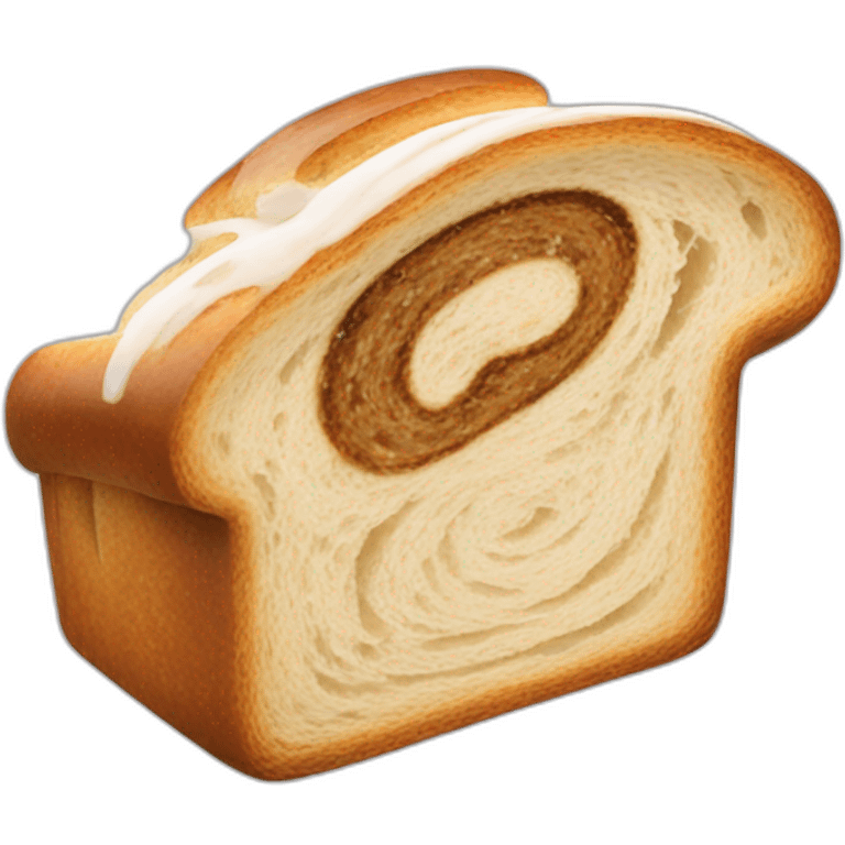 brown rye marbled swirl white bread in the middle of bread slice emoji