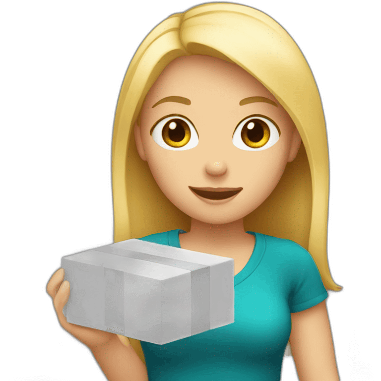 Blond girl holding a box emoji