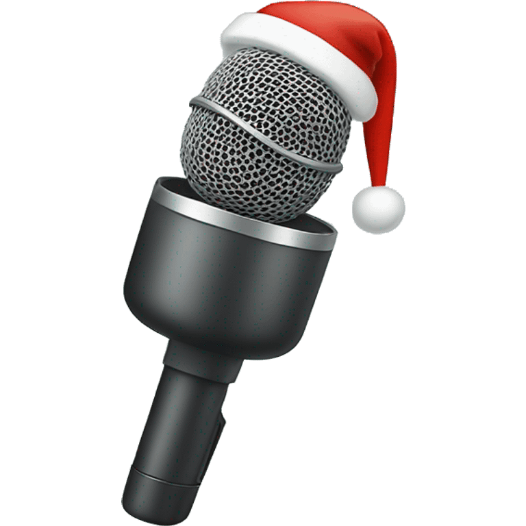 microphone, christmas hat emoji