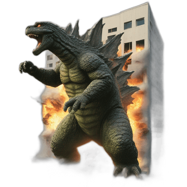 Godzilla smashing a building emoji