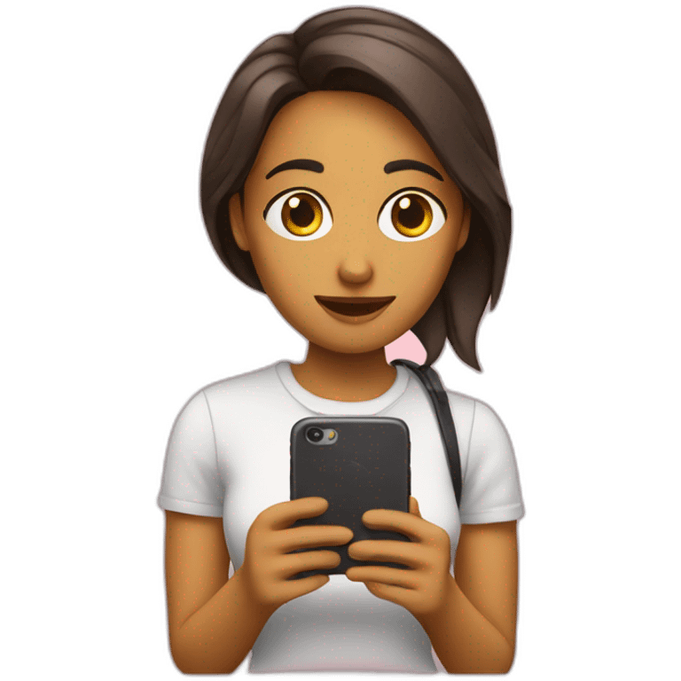 Chica con smartphone emoji