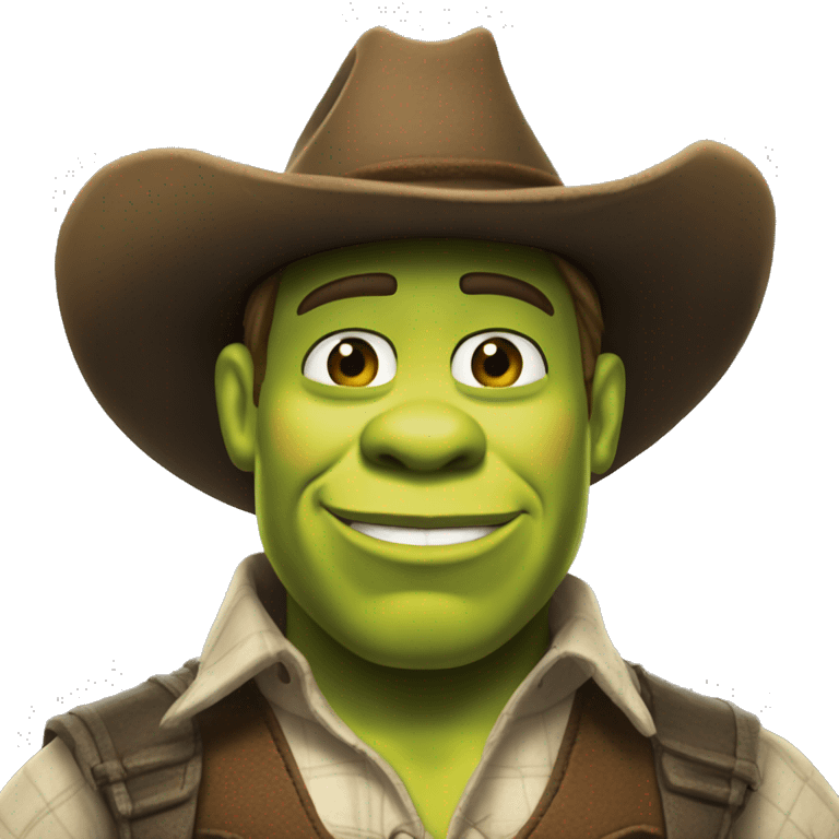 shrek com juliete e chapéu de cowboy emoji