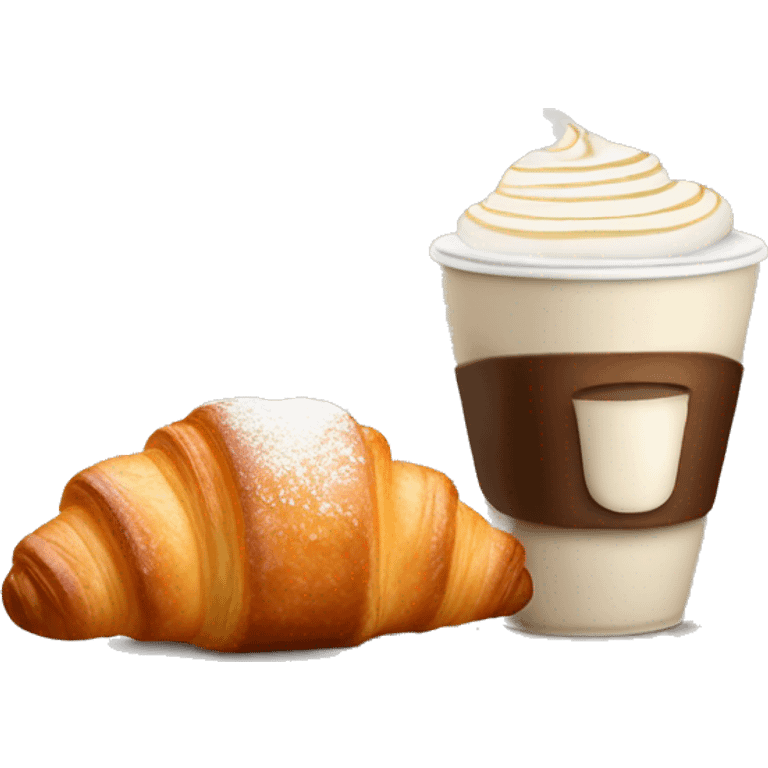 Cup of cappuccino with croissant emoji