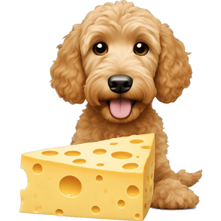 Goldendoodle eating cheese emoji