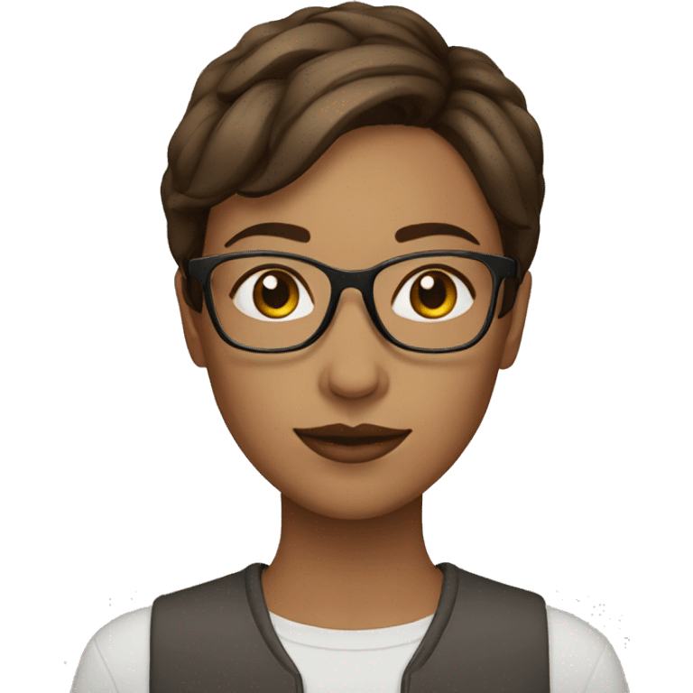 Female with glasses and short brown hair clear skin emoji