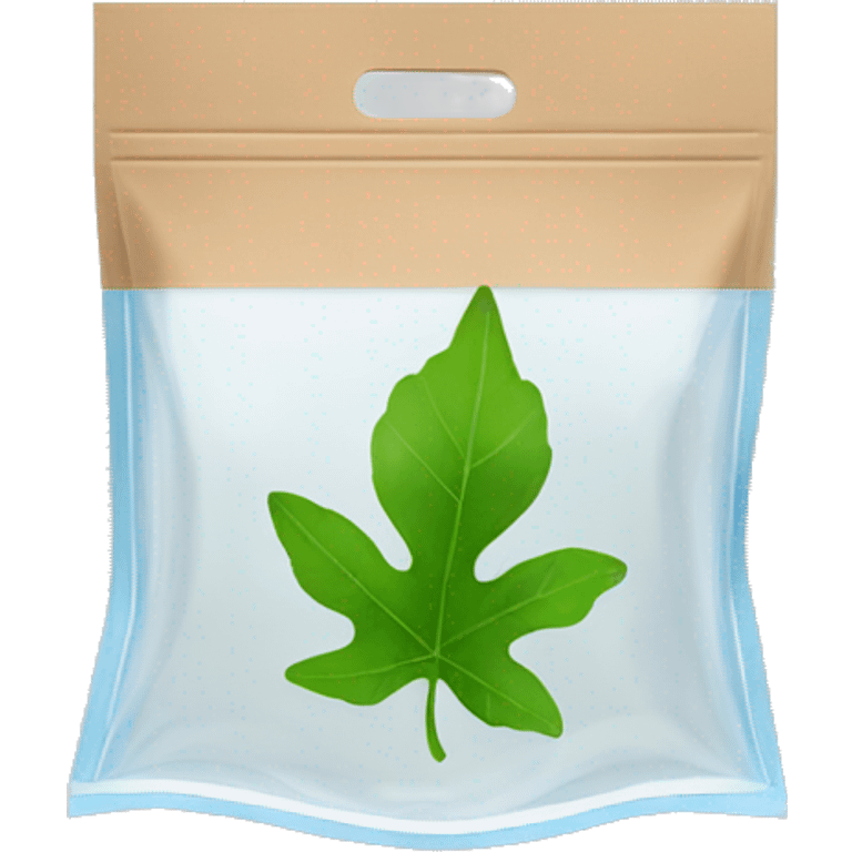 transparent ziplock bag with leaf inside emoji