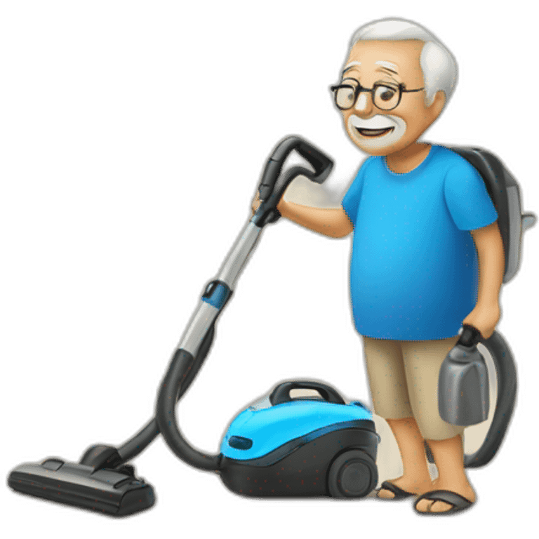 Old man with a Vacuum cleaner on the beach emoji