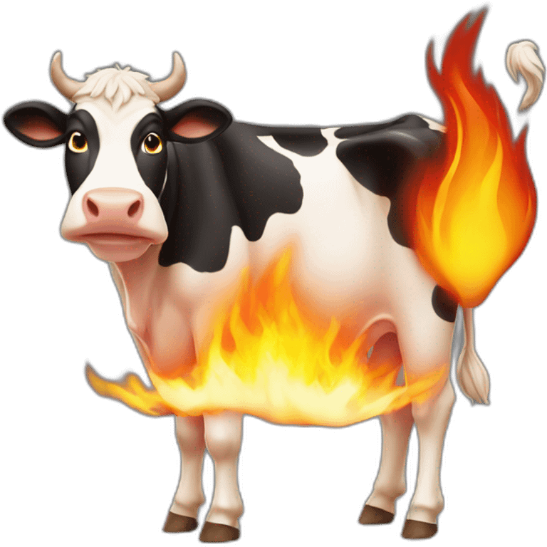 Cow with fire emoji