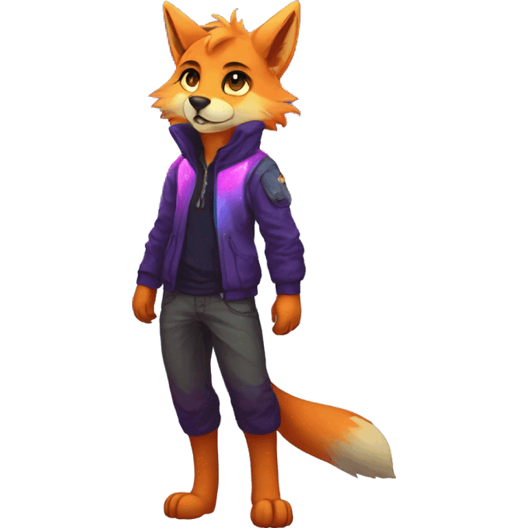 Colorful Sparkle-fox-wolf-cat-nebula-fursona full body emoji