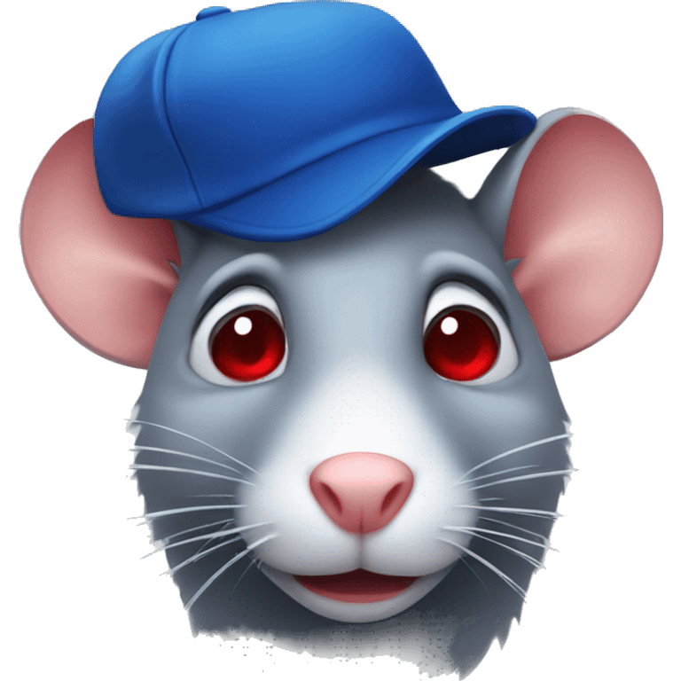 Rat with a blue hat on and red eyes  emoji