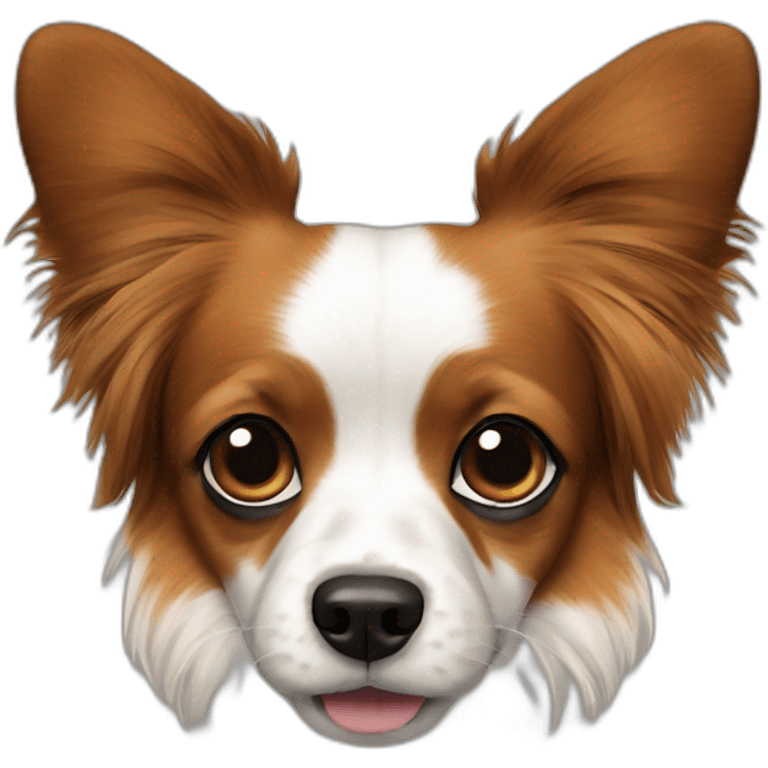 Papillon dog breed with black ears emoji