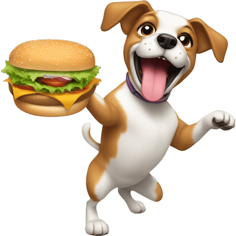 Dog dancing while eating a burger  emoji