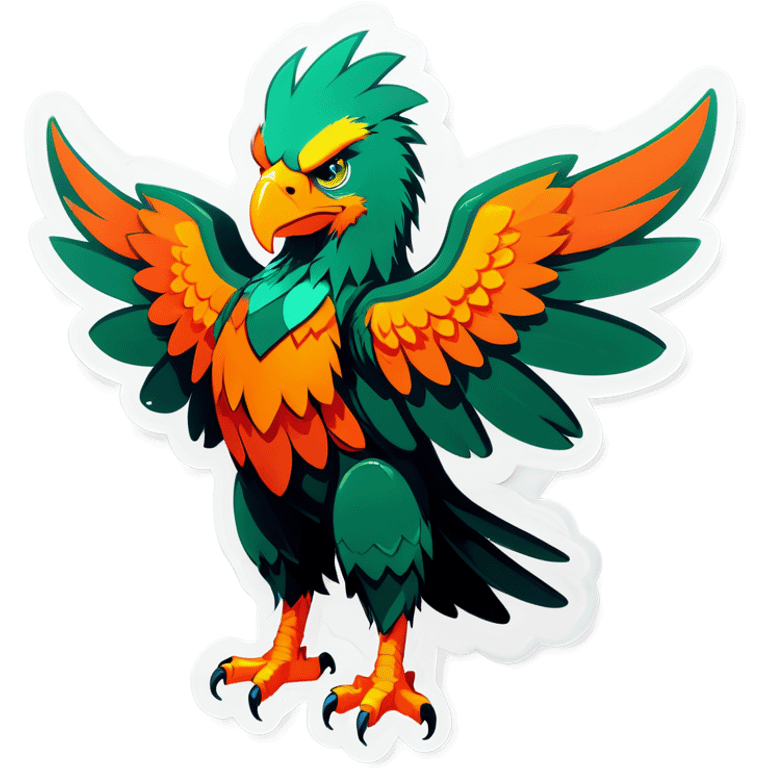 A Green eagle with a orange Puppe emoji