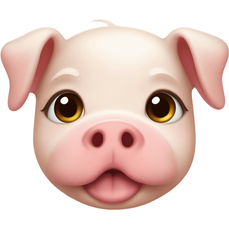 Cute piggy and puppy together blushing emoji