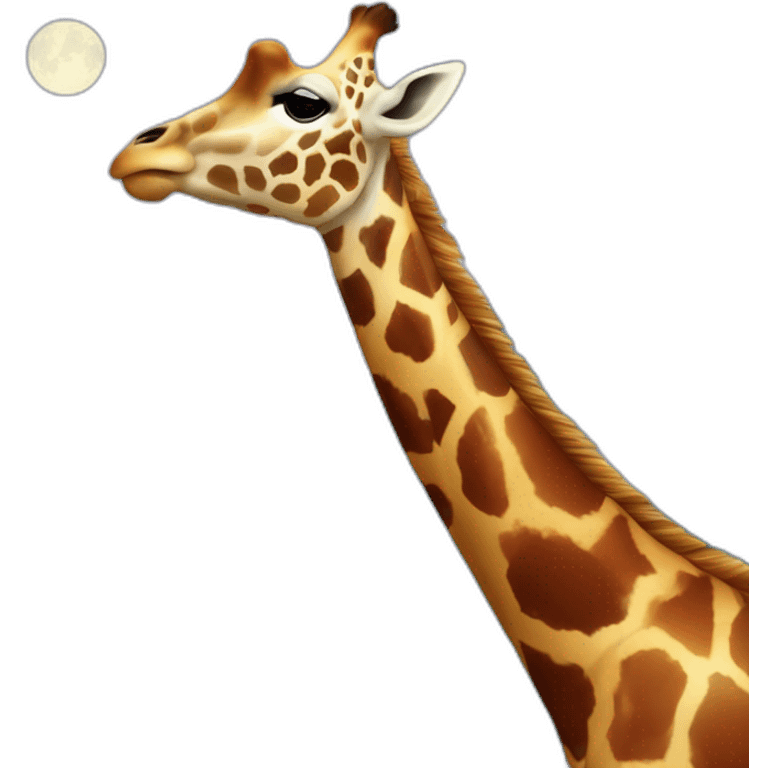 Giraffe danzano sotto pioggia blu mentre montagne cantano lune rosse. emoji