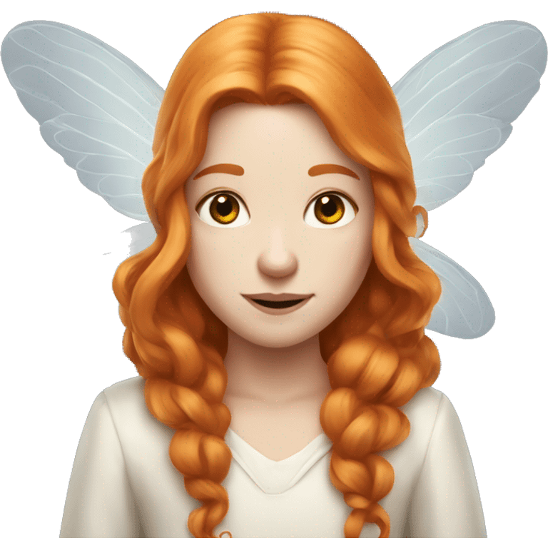 a white skin fairy, long ginger hair and wings emoji