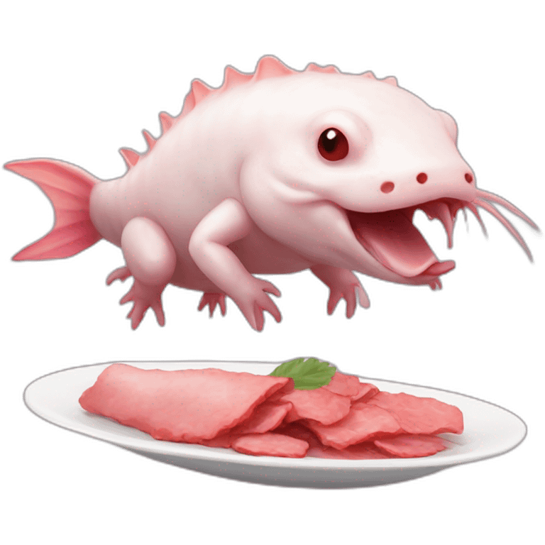 Axolotl eating meat  emoji