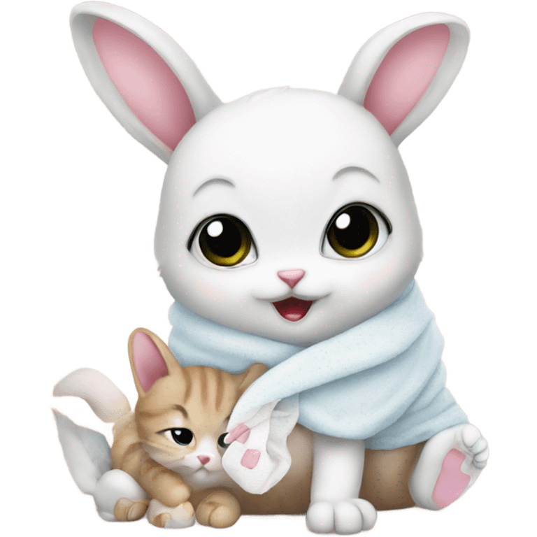 baby bunny and kitten with diapers  emoji