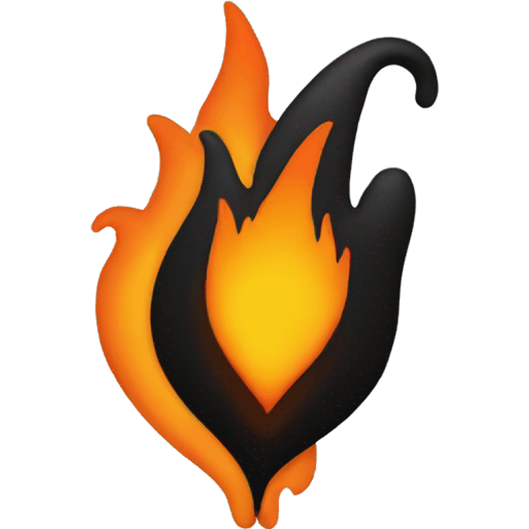 Black heart orange flame emoji