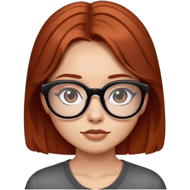 girl with reddish brown hair and black glasses emoji